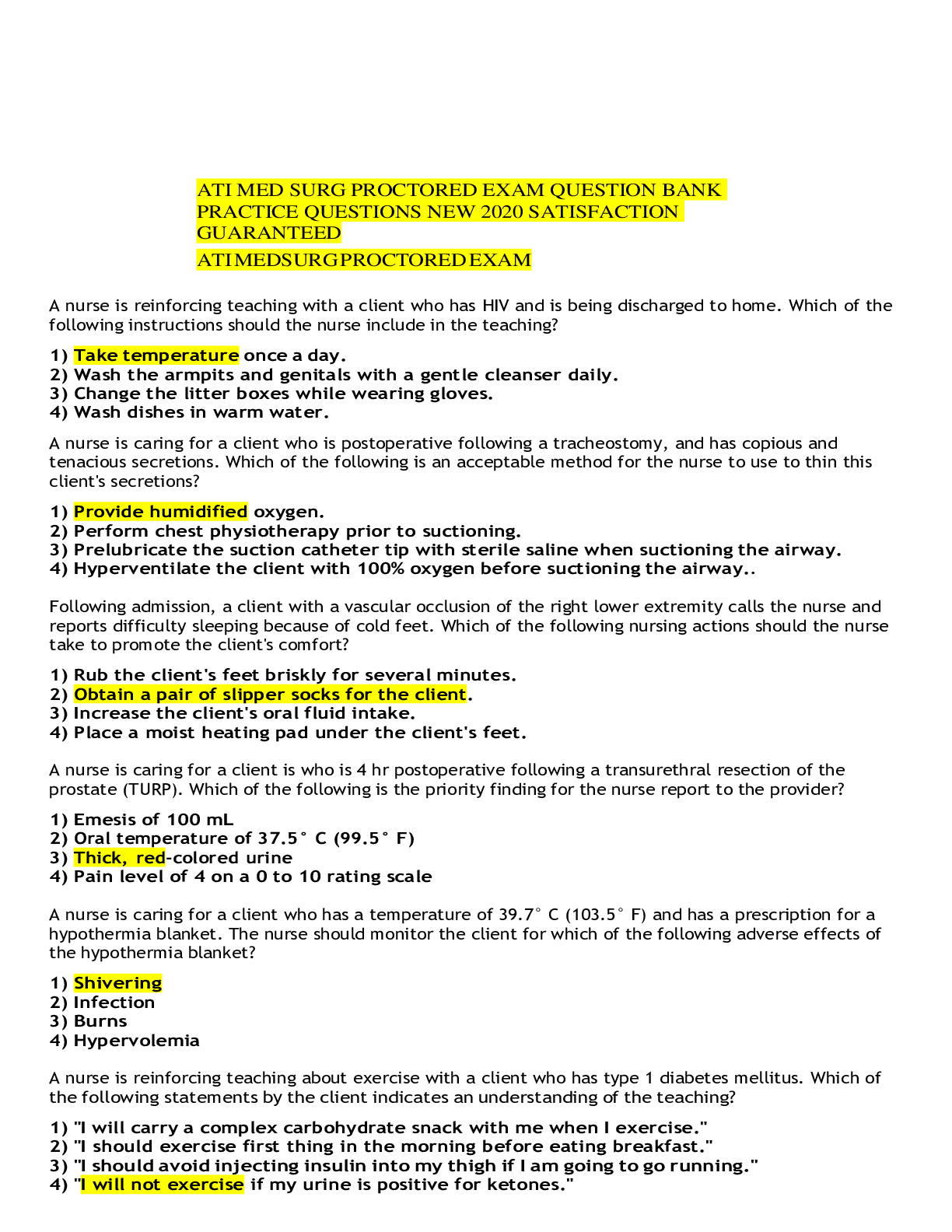 Preview image for RN ATI MEDICAL SURGICAL TEST BANK MEDICAL SURGICAL 3  COMBINATION ALL 3 FORMS AND NEW QUESTIONS AND ANSWERS BY  ATI